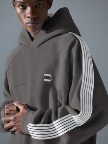 NEON BLANC 男士街头时尚刺绣灰色针织连帽衫 - 深灰色 - 查看 4