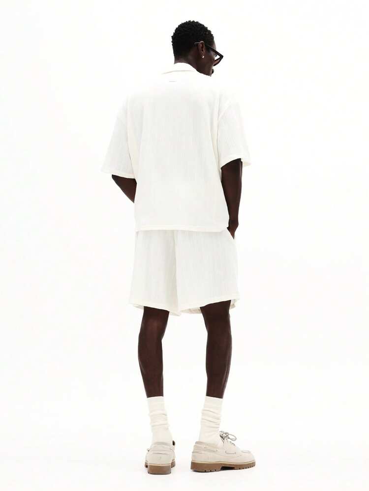 White Short Sleeve Shirt And Shorts Co-Ord Set