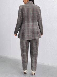 EMERY ROSE Bộ áo blazer dài tay và quần dài kiểu vintage dành cho nữ cỡ lớn, thích hợp cho mùa Thu/Đông. - màu đen - Xem 2