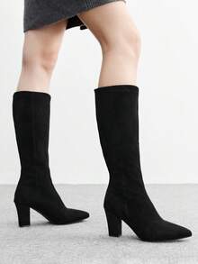 CUCCOO BIZCHIC Women's Fashion Versatile Commuting Chunky Heel Over-The-Knee Boots - Black - View 3