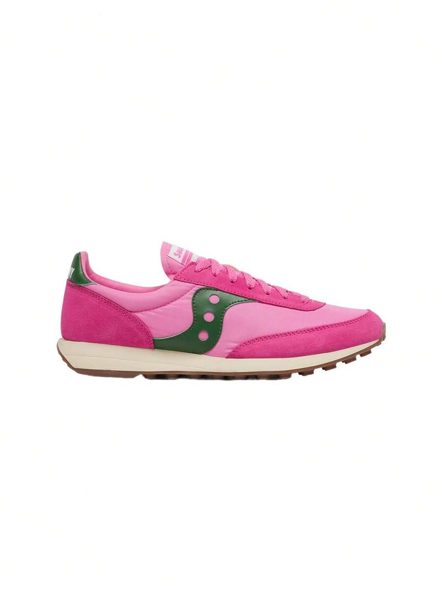 Saucony Jazz Original Suede Nylon Lace Up Women's Trainer White / Red S70884 - Pink/Forest - View 1