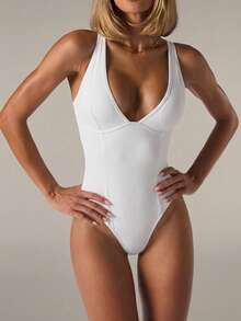 SHEIN BAE Women Sleeveless Seamless Jumpsuit - White - View 4