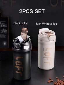 1 pièce, Gourde de voyage en acier inoxydable de 600 ml, convient pour les boissons chaudes et froides, crème. Excellent cadeau pour la vaisselle, les articles de cuisine, les fournitures scolaires, les accessoires de voyage en été et en hiver 2025 Rentrée des classes - Multicolore - Voir 11