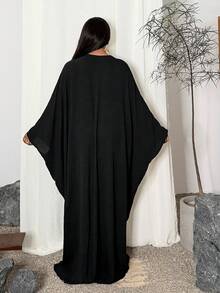 Maweii Đầm dáng rộng thanh lịch màu đen cổ chữ V tay cánh dơi phối sequin dành cho nữ cỡ lớn, mẫu mới Xuân/Hè/Thu 2026. - màu đen - Xem 2