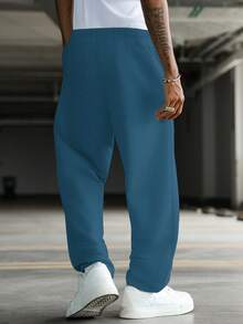 Manfinity Hypemode Young Street-Style Solid Color Casual Sweatpants For Men - Blue - View 2