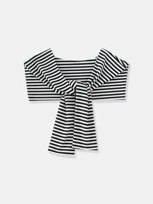 SHEIN 3件組 大女孩純色刺繡寬鬆圓領上衣 + 格紋條紋披肩 + 成套休閒運動長褲 - 灰色 - 查看 4