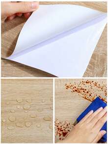 1 Roll Wood Grain Peel And Stick Wallpaper Self Adhesive Rustic Removable Contact Paper Plank For Countertop Cupboard Cabinets Table Room Wardrobe Vinyl Film Renovation Wall Sticker - Mustard Yellow - View 7