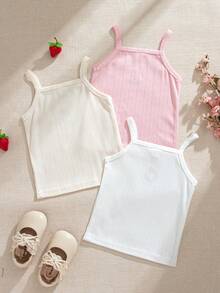Souflis Souflis Bộ 3 áo hai dây vải jacquard cho bé gái. Không tay, thoáng mát khi mặc, dễ thương và thời trang, tông màu pastel Macaron, ngọt ngào và tươi sáng, đa năng. Chất vải mềm mại và thoải mái, kiểu dáng giản dị dễ thương, phù hợp cho các hoạt động ngoài trời mùa xuân/hè, vui chơi, kỳ nghỉ, mặc hàng ngày, ở nhà, du lịch, áo cho bé gái sơ sinh và trẻ nhỏ. - Nhiều màu - Xem 2