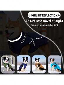 新款冬季狗狗户外背心，带牵引绳和反光外套，高领毛衣，适合S-5XL小型、中型、大型犬，冬季户外雪地外套 - 咖啡棕 - 查看 4