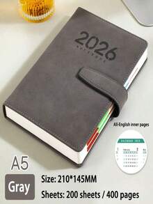 دفتر تخطيط إنجليزي ب- 400 صفحة لعام 2026 من جلد PU قابل للطي - كتاب تخطيط إنجليزي للبالغين مع أهداف شهرية وقوائم المهام اليومية. يومية جلد صناعي محمولة مؤرخة - دفتر كفاءة يومية لإدارة الوقت للطلاب والمهنيين. - متعدد الألوان - مشاهدة 10
