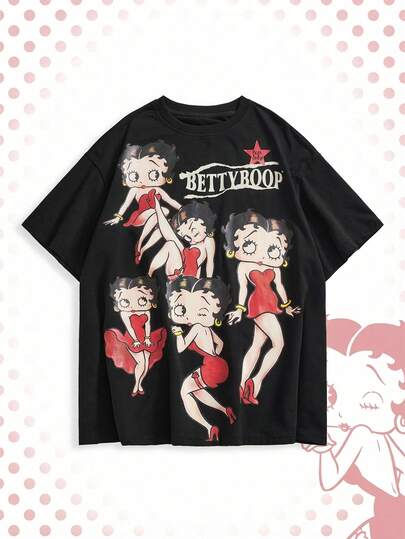 Betty Boop | ROMWE Plus Size Vintage Figure Graphic Loose T-Shirt