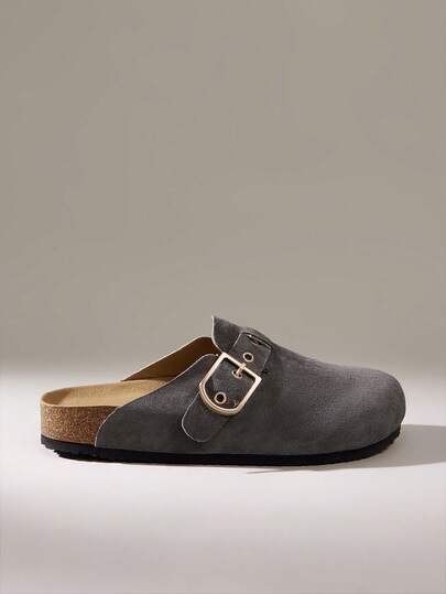 Solecia Women's Buckle Design Casual Slip-On Mules