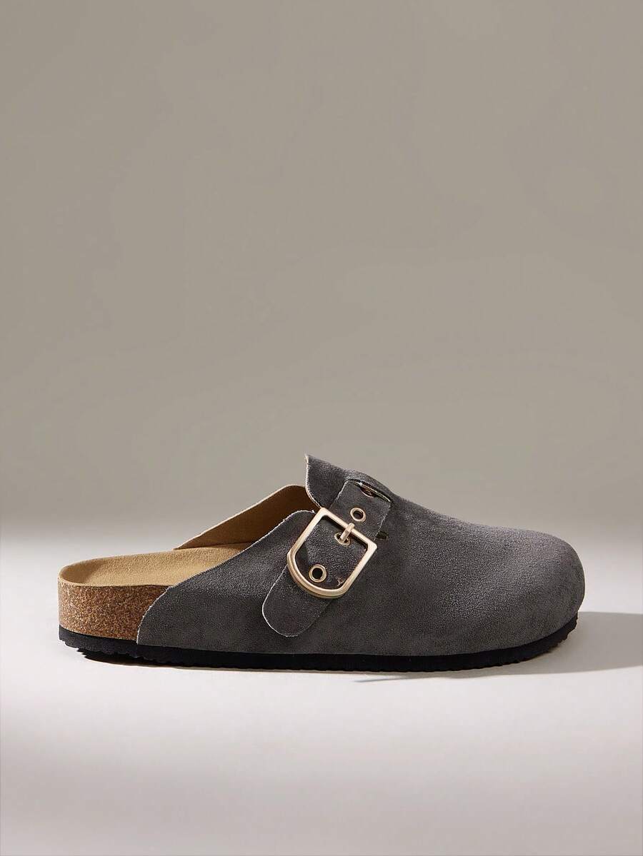 Solecia 女士搭扣设计休闲一脚蹬穆勒鞋 - 淺灰色 - 查看 1