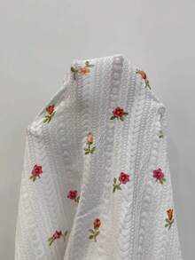 SHEIN White Knit Jacquard Bow Decor Colorful Ditsy Floral Fitted Pajama Set - White - View 8