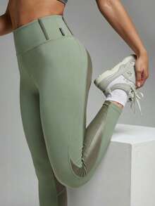 Innovista Stylish & High-Stretch Glittery Shiny High Waist Yoga Equestrian Pants For Gym Lounge And Night Out Premium Soft Material With Sculpture Flexible Fit Equestrian Comfortable Functional Sports Leggings Versatile - Army Green - View 4