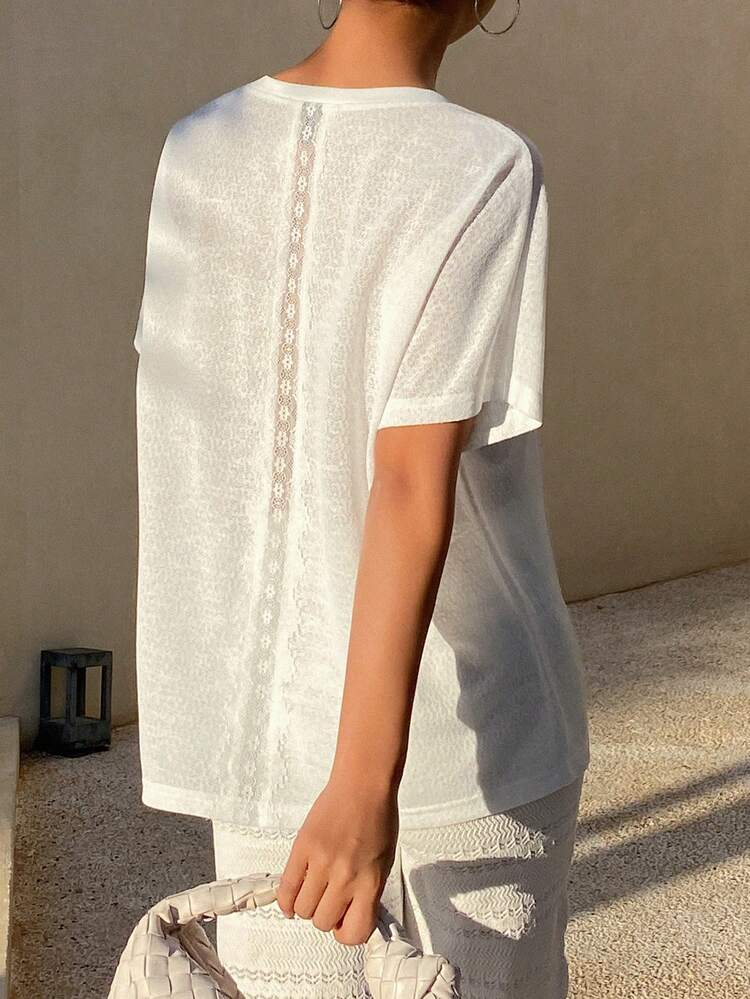 Women's Solid Color V-Neck Short Sleeve Casual Versatile T-Shirt Oversized