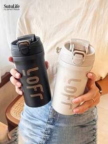 1 pièce, Gourde de voyage en acier inoxydable de 600 ml, convient pour les boissons chaudes et froides, crème. Excellent cadeau pour la vaisselle, les articles de cuisine, les fournitures scolaires, les accessoires de voyage en été et en hiver 2025 Rentrée des classes - Multicolore - Voir 3