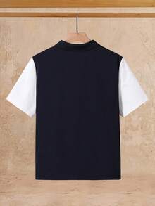 SHEIN Vacaura 男童撞色短袖休闲Polo衫 - 彩色 - 查看 2