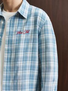 TOKVUE Men's Casual Plaid Print Button-Front Long Sleeve Shirt - Baby Blue - View 5