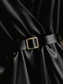 Franclia Đầm dài tay dáng thanh lịch thắt eo kiểu dây chéo, cỡ lớn. - màu đen - Xem 3