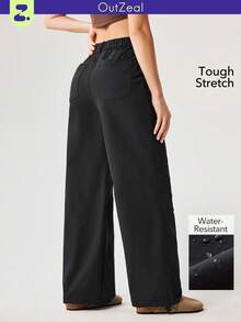 OutZeal 女士防水弹力直筒裤，带口袋，适合秋冬季日常休闲穿着 - 黑色 - 查看 11