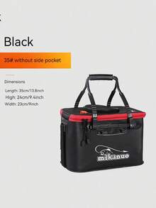 1pc Portable EVA Fishing Bag, Collapsible Fishing Bucket, Live Fish Box, Camping Water Container, Fishing Tackle Storage Bag, Multi-Functional Folding Fish Bucket Without Pump - Black - View 3