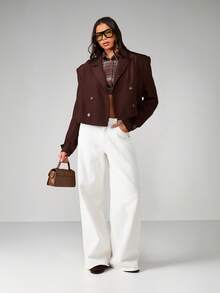 MISSGUIDED Double Breasted Belted Trench Coat With Wide Lapels And Classic Button Closure For Fall Winter Layering - Coffee Brown - View 3