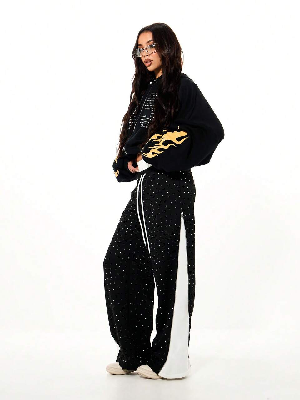 SUMWON WOMEN Rhinestone Polka Dot Joggers With Drawstring