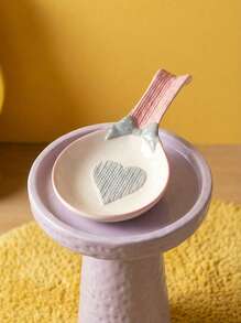 Joivida 1pc Spoons, Ceramic Soup Spoons, Cute And Heart-Shaped Ceramic Soup Spoons, Long-Handled Kitchen Soup Spoons, Kitchenware, Kitchen Small Tools, Household Kitchen Ceramic Spoons