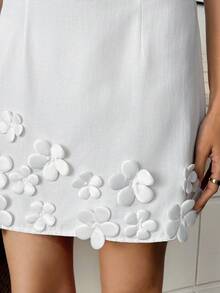 Easowa Đầm mini chữ A không tay hở lưng dành cho nữ, kiểu dáng giản dị và thanh lịch cho kỳ nghỉ, được làm từ vải cotton kẻ sọc, phong cách công sở thường ngày dành cho phụ nữ quý tộc. - trắng - Xem 6