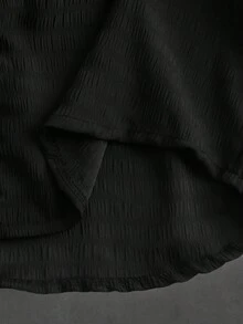 Manfinity Hypemode Men's Solid Color Minimalist Casual Long Sleeve Shirt Men Black Long Sleeve Shirt Crop Men S Shirt Black Cropped Shirt Men Men S Boxy Shirt - Black - View 6
