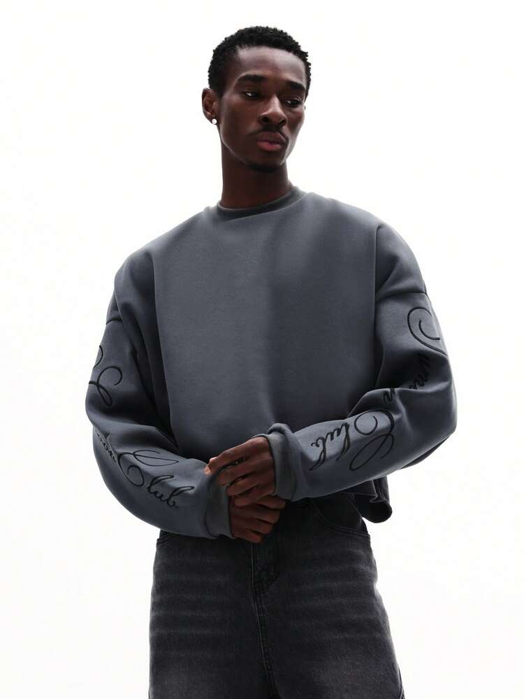 Graphic Sleeve Print Crew Neck Sweatshirt