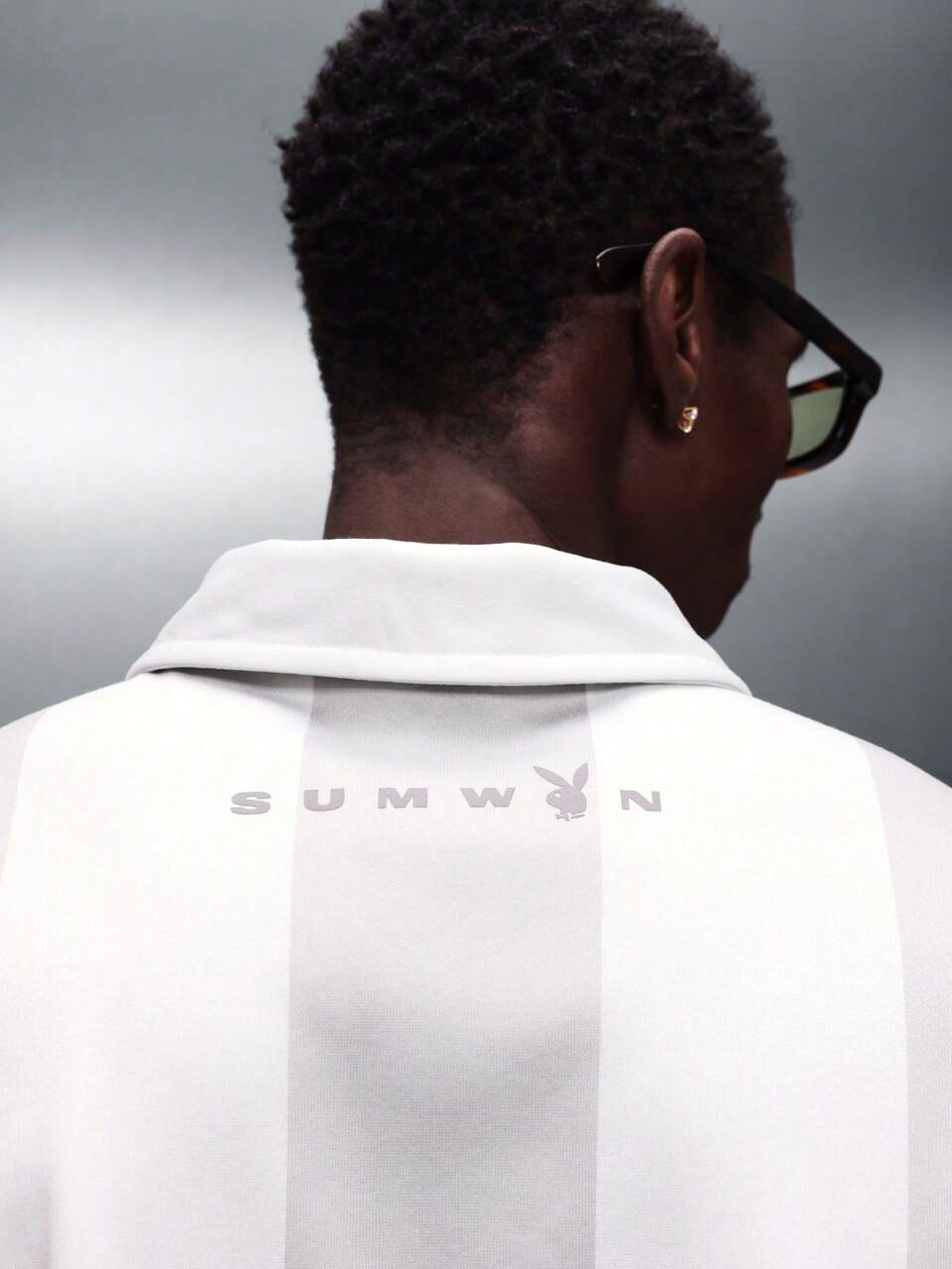 PLAYBOY X SUMWON Long Sleeve Collared Logo Polo Shirt With Scripted Text Design Classic Comfort Casual Everyday Wear