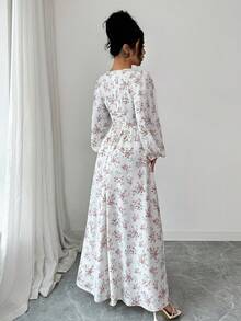 Modelyn 新款褶皱纹理面料碎花浪漫度假风修身显瘦百搭休闲派对连衣裙 - 彩色 - 查看 6