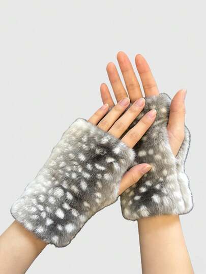 Fairycore 1 Coppia di Guanti senza dita con stampa retrò Y2K a tema cervo e motivo animale, stile minimalista alla moda, adatti per uso quotidiano, feste, raduni, autunno/inverno, Ognissanti, Natale