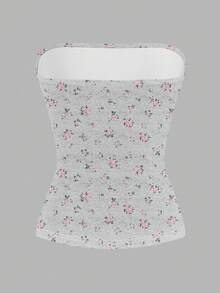 SHEIN EZwear 4pcs Women's Retro Polka Dot, Stripe, Floral Romantic Elegant Solid Print Pattern Versatile Comfortable Casual Sexy Camisole Tops, Family Pack, Matching Sister Set, Chic, Suitable For Outings, Parties, Dates, Y2K,Polka Dot Top Spring - Multicolor - View 7