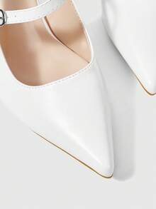 Sleekvia Women's Fashionable Elegant Party Pointed Toe Pumps - White - View 8