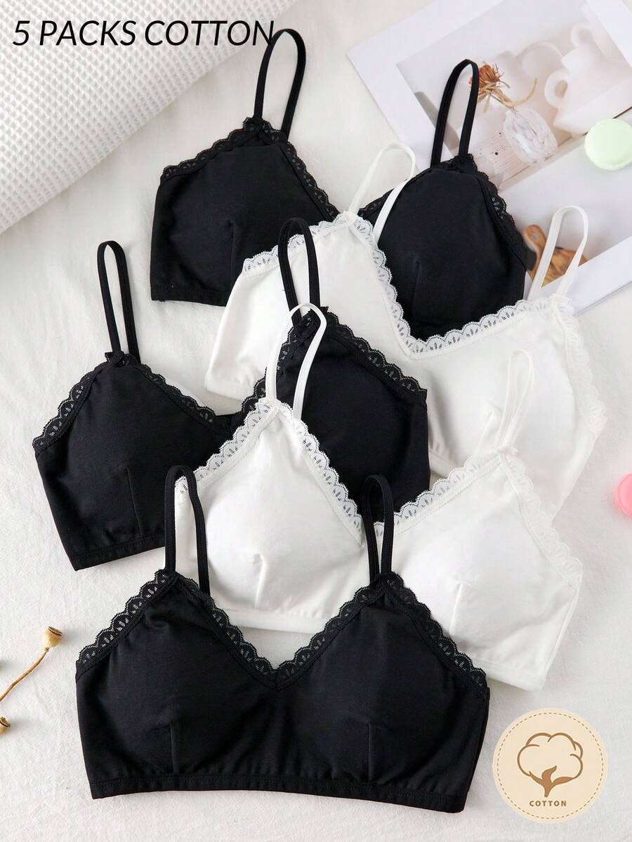 女童简约黑白舒适文胸内衣 - 彩色 - 查看 1