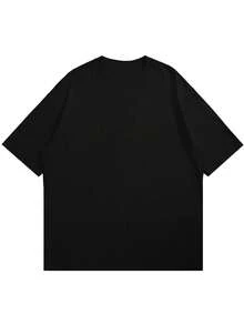Moda nuevos modelos hombre camiseta manga corta diseño versátil suéter casual camiseta cuello redondo hombre tops - Negro - Ver 3
