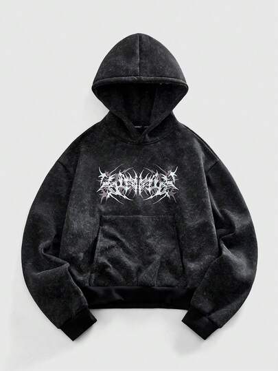 Street Life sweat-shirt à capuche casual à manches longues avec poche, imprimé gothique pour hommes