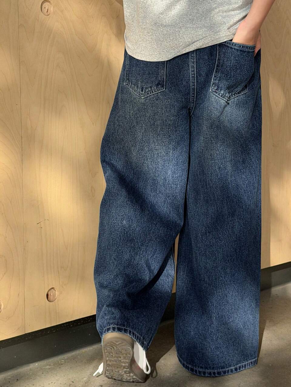 Tween Girls' Pocketed Wide Leg Loose Casual Versatile Jeans
