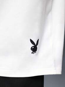 PLAYBOY X SUMWON 宽松圆领短袖纯棉T恤，饰有兔子图案印花，适合日常休闲穿着，舒适百搭。 - 白色 - 查看 5