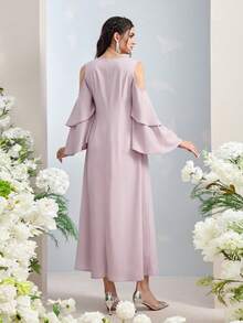 Al Najma 女士土耳其长款连衣裙和阿拉伯传统长袍 - 粉色 - 查看 3