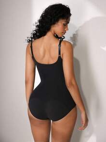 NudeFit 1pc Women Seamless Comfortable Sports Shaping Vest & Briefs Bodysuit - Black - View 2