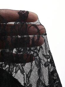 DAZY Women's Contrast Lace Long Sleeve Fishtail Hem Elegant Dress - Black - View 6