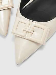 CUCCOO BIZCHIC Women's Pointed Toe Buckle Design Everyday Versatile Fashion High Heels - Beige - View 5