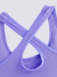 Loungeista 3pcs/Set Women Criss-Cross Strap Sports Bras, Backless Yoga Fitness Workout Tank Tops Bustier Bras - Multicolor - View 4