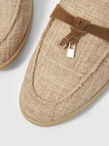 Sleekvia Women's Casual Commuter Loafers With Gold Lock Decor - Camel - View 7