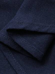 DAZY Tween Boy Casual Solid Color Front Button Long Sleeve Shirt, Autumn Spring - Navy Blue - View 8