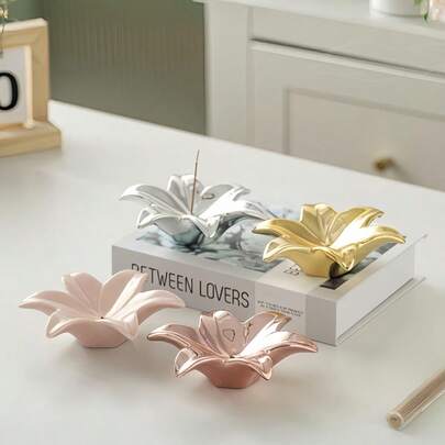 Cirelle Lily Flower Ceramic Incense Burner – Handcrafted Creative Holder For Scented Incense, 2-In-1 Aroma Diffuser & Storage Tray, Zen Home Decor For Bedroom Meditation